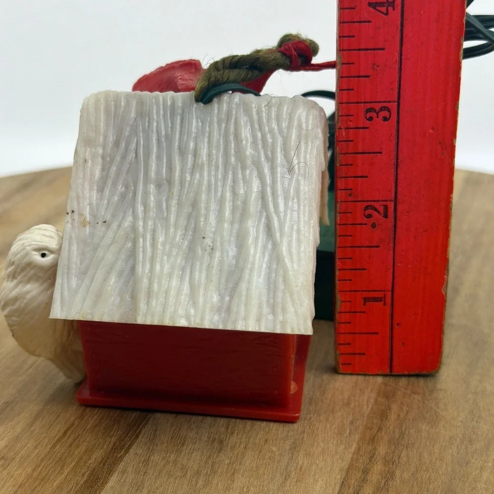 Radiant Chirping Birdhouse Christmas‎ Ornament 50-70s Red Vintage Cardinal